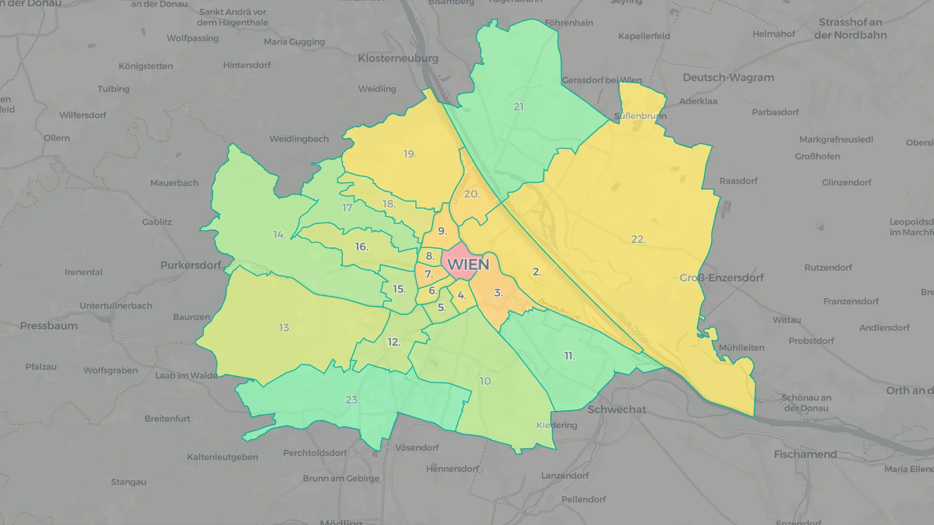 Mietpreiskarte Wien nach Bezirken